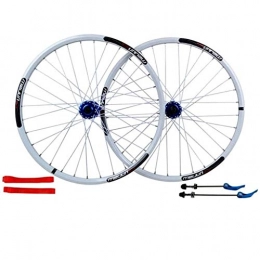 LHHL Mountain Bike Wheel LHHL Bicycle Wheelset 26 Inch MTB Bike Front And Rear Wheel Double Wall Alloy Rims Disc Brake Cassette Fiywheel Hub 7 / 8 / 9 / 10 Speed 32H (Color : White)