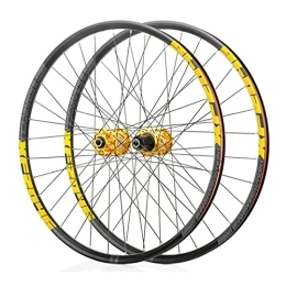 LHHL Mountain Bike Wheel LHHL Components Double Wall Bike Wheelset for 26 27.5 29 inch MTB Rim Disc Brake Quick Release Mountain Bike Wheels 24H 8 9 10 11 Speed (Color : Gold, Size : 27.5inch)