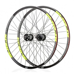 LHHL Mountain Bike Wheel LHHL Components Double Wall Bike Wheelset for 26 27.5 29 inch MTB Rim Disc Brake Quick Release Mountain Bike Wheels 24H 8 9 10 11 Speed (Color : Green, Size : 26inch)