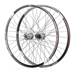 LHHL Mountain Bike Wheel LHHL Components Double Wall Bike Wheelset for 26 27.5 29 inch MTB Rim Disc Brake Quick Release Mountain Bike Wheels 24H 8 9 10 11 Speed (Color : Silver, Size : 29inch)