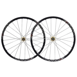 LHHL Mountain Bike Wheel LHHL Components MTB Cycling Wheel 26 Inch Bicycle Wheelset CNC Rims 559x20 Disc Brake Mountain Bike Wheels Sealed Bearing Hub QR For 7-11 Speed Cassette Flywheel (Color : Gold, Size : 26INCH)