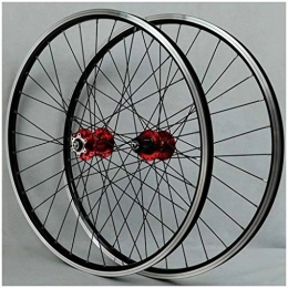 LHHL Mountain Bike Wheel LHHL Components MTB Wheelset 26inch Bicycle Cycling Rim Mountain Bike Wheel 32H Disc / Rim Brake 7-12speed QR Cassette Hubs Sealed Bearing 6 Pawls (Color : Red hub, Size : 26inch)