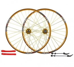 LHHL Mountain Bike Wheel LHHL Mountain Bike Wheelsets26-Inch 32-Hole Quick Release Disc Brake Wheel WheelSet Hub F 100mm R 135mm (Color : Gold, Size : 26")