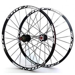 LHHL Mountain Bike Wheel LHHL MTB Bicycle Wheel Set 26 / 27.5 / 29" Double Wall Alloy Rims Carbon Hubs Disc Brake Wheel 24H QR NBK Sealed Bearing For 7-11 Speed Cassette (Color : Black, Size : 26")