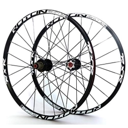 LHHL Spares LHHL MTB Bicycle Wheel Set 26 / 27.5 / 29" Double Wall Alloy Rims Carbon Hubs Disc Brake Wheel 24H QR NBK Sealed Bearing For 7-11 Speed Cassette (Color : Black, Size : 27.5")
