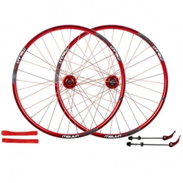 LHHL Mountain Bike Wheel LHHL MTB Bicycle Wheel Set 26 Inch Double Wall Alloy Rim 32 Hole QR Disc Brake Wheel 7 8 9 10 Speed Cassette Hubs (Color : Red)