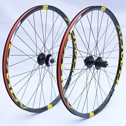 LHHL Mountain Bike Wheel LHHL MTB BIke Wheel 26 / 27.5 / 29 Inch Bicycle Wheel Set Double Wall Alloy Rim 32 Hole QR Disc Brake 8 9 10 Speed Cassette Hubs (Color : Orange, Size : 26in)