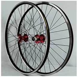 LHHL Spares LHHL MTB Wheelset, 26" 27.5" 29" Disc Brake / V Brake Bike RIM The First 2 And The Rear 4 Sealed Bearing For 7-10 Speed Cassette Bicycle Wheelset (Color : Red, Size : 29")