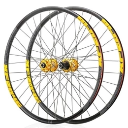 LHHL Mountain Bike Wheel LHHL Wheel For Mountain Bike 26" / 27.5" / 29" Bicycle Wheelset MTB Double Wall Rim QR Disc Brake 8-11S Cassette Hub 6 Ratchets Sealed Bearing (Color : Gold, Size : 26")
