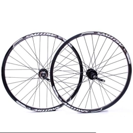 LHHL Mountain Bike Wheel LHHL Wheelset 26" For Mountain Bike MTB Bicycle Wheel Double Wall Rim QR Disc Brake 8-10S Cassette Hub Sealed Bearing Black Spokes 32H (Color : Black)