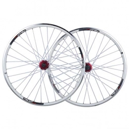 LHLCG Spares LHLCG Mountain Bike Wheel 26" 32 Hole Aluminum Alloy Disc Brakes V Brake Wheels Set Dual Purpose Cycling Hub, White