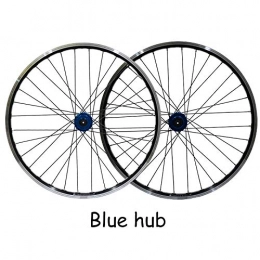 LI-Q Mountain Bike Wheel LI-Q 26" Wheels set Front and Rear Mountain Bike Disc brake and Brake Wheels, 7, 8, 9, 10 SPEED double wall v section rims (26" / FRONT + REAR), Blue