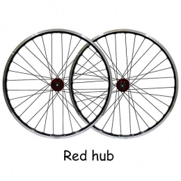 LI-Q Mountain Bike Wheel LI-Q 26" Wheels set Front and Rear Mountain Bike Disc brake and Brake Wheels, 7, 8, 9, 10 SPEED double wall v section rims (26" / FRONT + REAR), Red