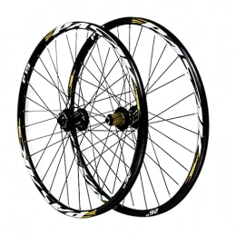LICHUXIN Spares LICHUXIN 26 / 27.5 / 29 Inch Bicycle Front + Rear Wheel Quick Release Freewheel Bike Wheelset Barrel Shaft Double Walled MTB Rim Disc Brake for 7-11 Speed Cassette (Color : Gold, Size : 26in)