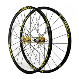 LICHUXIN Mountain Bike Wheel LICHUXIN 26 / 27.5 / 29 Inches Bicycle Front and Rear Wheel Set Mountain Bike Wheelset Double Walled Aluminum Alloy MTB Rim Disc Brake Wheels 7-12 Speed (Color : Gold-1, Size : 27.5in)