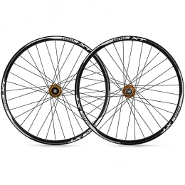 LICHUXIN Mountain Bike Wheel LICHUXIN 26 27.5 29in Mountain Bike Wheelset Double Wall Aluminum Alloy Rim MTB Front Rear Wheel Disc Brake Quick Release 8 9 10 11 Speed 32 Holes Super Light (Color : Gold, Size : 26in)