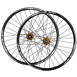 LICHUXIN Spares LICHUXIN 26 27.5 29in MTB Wheelset 4 Bearing Hub Disc Brake Quick Release 8 9 10 11 Speed Mountain Bike Wheel Double Wall Aluminum Alloy Rim 32 Holes (Color : Gold, Size : 26in)