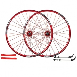 LICHUXIN Mountain Bike Wheel LICHUXIN 26 In Hybrid / Mountain Bike Wheelset Disc Brake Double Walled Aluminum Alloy MTB Rim Quick Release 32 Holes 7 8 9 10 Speed Cassette (Color : Red, Size : 26in)