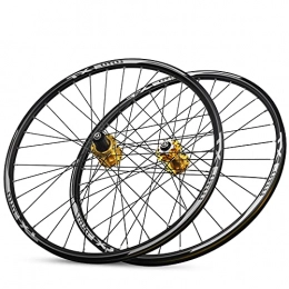 LICHUXIN Mountain Bike Wheel LICHUXIN 26" Mountain Bike Wheelsets Quick Release Disc Brakes High Strength Aluminum Alloy Rim Bike Wheel 32H for 8 / 9 / 10 / 11 Speed (Color : Gold)