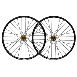 LICHUXIN Spares LICHUXIN 26inch Mountain Bike Wheelset MTB Wheels Disc Brake Aluminum Alloy Double Wall Rim Quick Release 7 8 9 Speed 32 Holes Six Holes (Color : Gold hub)
