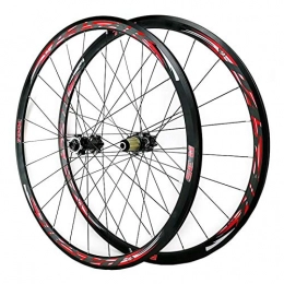 LICHUXIN Spares LICHUXIN 700C Road Mountain Bike Wheel Set Disc Brake V / C Brake Front & Rear Wheel Cyclocross 7 8 9 10 11 12 Speed Flywheels Double Wall (Color : Red, Size : Thru axle)