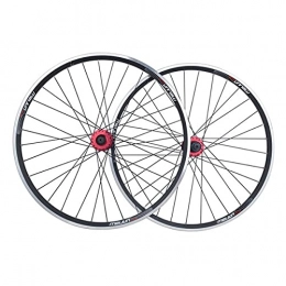 LICHUXIN Mountain Bike Wheel LICHUXIN Mountain Bicycle Wheelset 26 Inch, V / DiscBrake Double Wall MTB Rim Hybrid Mountain Wheels for 7 / 8 / 9 / 10 Speed Wheels (Color : Black spokes, Size : Red rub)