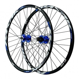 LICHUXIN Mountain Bike Wheel LICHUXIN Mountain Bike Front & Rear Wheelset 26 / 27.5 / 29 inch Double Walled Aluminum Alloy MTB Rim Disc Brake Quick Release Bicycle Wheel 7 8 9 10 11 12 Speed (Color : Blue, Size : 26in)