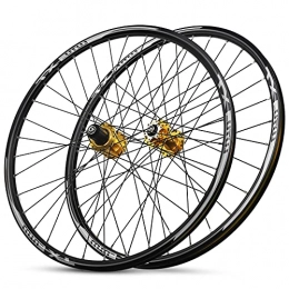 LICHUXIN Mountain Bike Wheel LICHUXIN Mountain Bike Wheels Wheelset 26" Quick Release 32H High Strength Aluminum Alloy Rim Bike Wheel Disc Brake Suitable 8 9 10 11 Speed (Color : Gold)