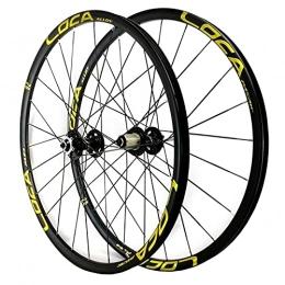 LICHUXIN Spares LICHUXIN MTB 26 / 27.5 / 29 Inch Mountain Bike Wheelset Flat Strip Six Holes Disc Brake Wheel Six Claw Quick Release 8 / 9 / 10 / 11 / 12 Speed Freewheel 24 Hole (Color : Yellow 2, Size : 26in)