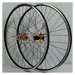 LICHUXIN Spares LICHUXIN MTB Bicycle Wheels 26 / 29 Inch Double Wall Wheelset Quick Release Hub Alloy Rim V / Disc Brake 32 Holes Cycling Wheels 7 8 9 10 11 Speed Cassette (Color : Gold, Size : 26in)