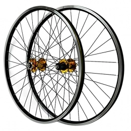 LICHUXIN Spares LICHUXIN MTB Bicycle Wheelset 26" / 27.5" / 29" For Mountain Bike Double Wall Alloy Rim Disc / V Brake QR 7-12 Speed Cassette Sealed Bearing 32H (Color : Gold Hub, Size : 26in)