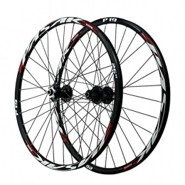 LICHUXIN Mountain Bike Wheel LICHUXIN MTB Bicycle Wheelset 26 27.5 29In Mountain Bike Wheel Double Wall Alloy Rim Sealed Bearing QR 7-12 Speed Cassette Hub Disc Brake 32H (Color : Red 1, Size : 26in)