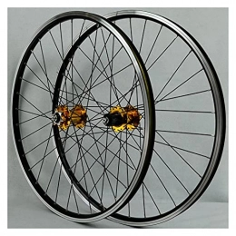 LICHUXIN Mountain Bike Wheel LICHUXIN MTB Bicycle Wheelset 26 / 29 In Mountain Bike Wheel Double Layer DH19 Alloy Rim 7-11 Speed Cassette Hub V / Disc Brake Quick Release 32H (Color : Gold, Size : 26in)