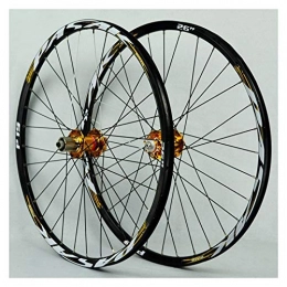 LICHUXIN Spares LICHUXIN Oksmsa Bicycle Wheel Set Aluminum Alloy Mtb Front Rear Wheel Double Wall Cassette Quick Release Disc Brake 7 / 8 / 9 / 10 / 11Speed 32H (Color : Gold, Size : 26in)