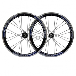 LICHUXIN Spares LICHUXIN Oksmsa Folding Mountain Bike Wheelset 20 Inch Bicycle Front Rear Wheels Aluminum Alloy Double Wall V Brake Quick Release 7 8 9 Speed (Color : Blue)