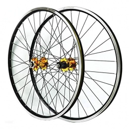 LICHUXIN Spares LICHUXIN Oksmsa MTB Front Rear Wheel, 26 Inch Wheelset Double Wall Quick Release V-brake Disc Brake 32H 7 / 8 / 9 / 10 / 11 Speed Cassette Freewheel (Color : Yellow Hub)