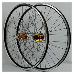 LICHUXIN Mountain Bike Wheel LICHUXIN Oksmsa Mtb Wheelset 26 Inch, Double Wall Aluminum Alloy QR Disc / V-Brake Cycling Bicycle Wheels 32 Hole Rim 7 / 8 / 9 / 10 / 11 Speed Cassette (Color : Yellow hub)