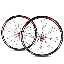 LIDAUTO Mountain Bike Wheel LIDAUTO 700C Road Bicycle Wheel Set Aluminum Alloy 33MM 4 Bearing Carbon Fiber Hub Reflective Logo 8-9-10-11 speed Free Wheel, red