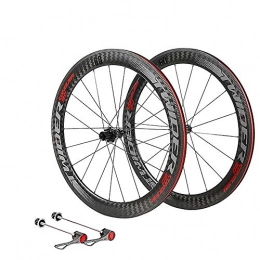 LIDAUTO Spares LIDAUTO Carbon Fiber WheelSet 700C Road Bicycle Cycling 4 Bearing Disc Brake Barrel 60mm Rim Wheel Hub, red