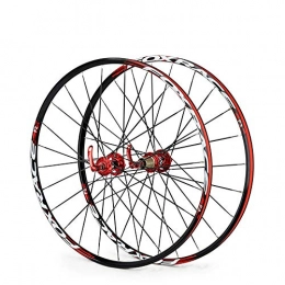 LIDAUTO Spares LIDAUTO Mountain Bicycle Wheels Front 2 Rear 4 Bearing Hub Super Smooth Wheel Wheelset Rim 26" inch, red