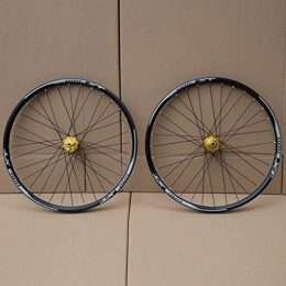 Lightweight Mountain Bike Wheel Set 32 ​​holes 26" /27.5" / 29" Bicycle Wheel Set Disc Brake Quick Release Gold Hub Drum(front Wheel + Rear Wheel) (Color : Gold hub drum, Size : 26")