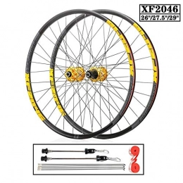 LIMQ Mountain Bike Wheel LIMQ 26" 27.5 Inch 29er MTB Bike Wheelset Double Wall Rims Disc Brake Front Rear Alloy Wheel For 1.7-2.4" Tires 8 9 10 11 12s Cassette, Gold-26