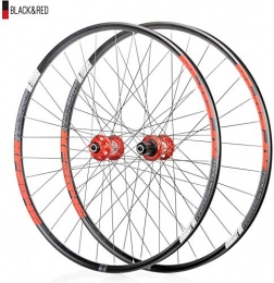 LIMQ Spares LIMQ Bicycle Wheel 26 / 27.5 / 29 Inches Pair Of Wheels MTB Rim Alloy Double Wall 18.5mm QR Disc Brake Front And Back 8 9 10 11 Speed, Red-26er
