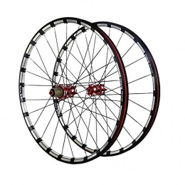 LIMQ Spares LIMQ Bicycle Wheel 26 / 27.5 Inches Pair Of Wheels MTB Rim Alloy Double Wall Milling Trilateral Carbon Hub Disc Brake In Front And Rear, Redhub-27.5in
