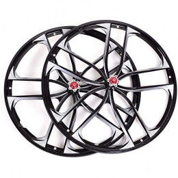 LIMQ Spares LIMQ Bicycle Wheel Set 26 Inches Front Wheel Impeller Double-walled MTB Rim Disc Brake Screw Hub Black Disc 10 Holes 8 9 10 Speed, Black