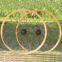LIMQ Mountain Bike Wheel LIMQ Bicycle Wheelset, 26 Inch Silver Rear Mountain Bike Wheel 32 / 36 Hole Color Mountain Bike Rotary Disc Brake Wheel Set With PVC Tire Pad, Gold