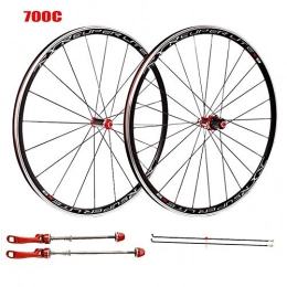 LIMQ Spares LIMQ Carbon Fiber Racing Bikecle Wheelsets 700C Double Walled Alloy Rims V- Brake 7 8 9 10 11 Speed Cassette Quick Release Only 1590g, Red