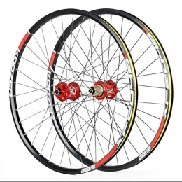 LIMQ Spares LIMQ Double Wall Bike Wheelset For 26 27.5 29 Inch MTB Rim Disc Brake Quick Release Mountain Bike Wheels 24H 8 9 10 11 Speed, Red-29inch