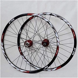 LIMQ Spares LIMQ Mountain Bicycle Wheels, Bicycle Wheel 29 / 26 / 27.5 Inch (Front + Rear) Rim ATV Double Wall Aluminum Alloy Quick Release Disc Brake 32H 7-11 Speeds, Red-26in