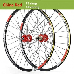 LIMQ Spares LIMQ Mountain Bike Rear Wheel Rear Wheel Aluminum Alloy 26 / 27.5 / 29 Inch Bicycle Axle Rim MTB Double Wall Disc Brake Quick Release 32H 8-11 Speeds, Red-29in